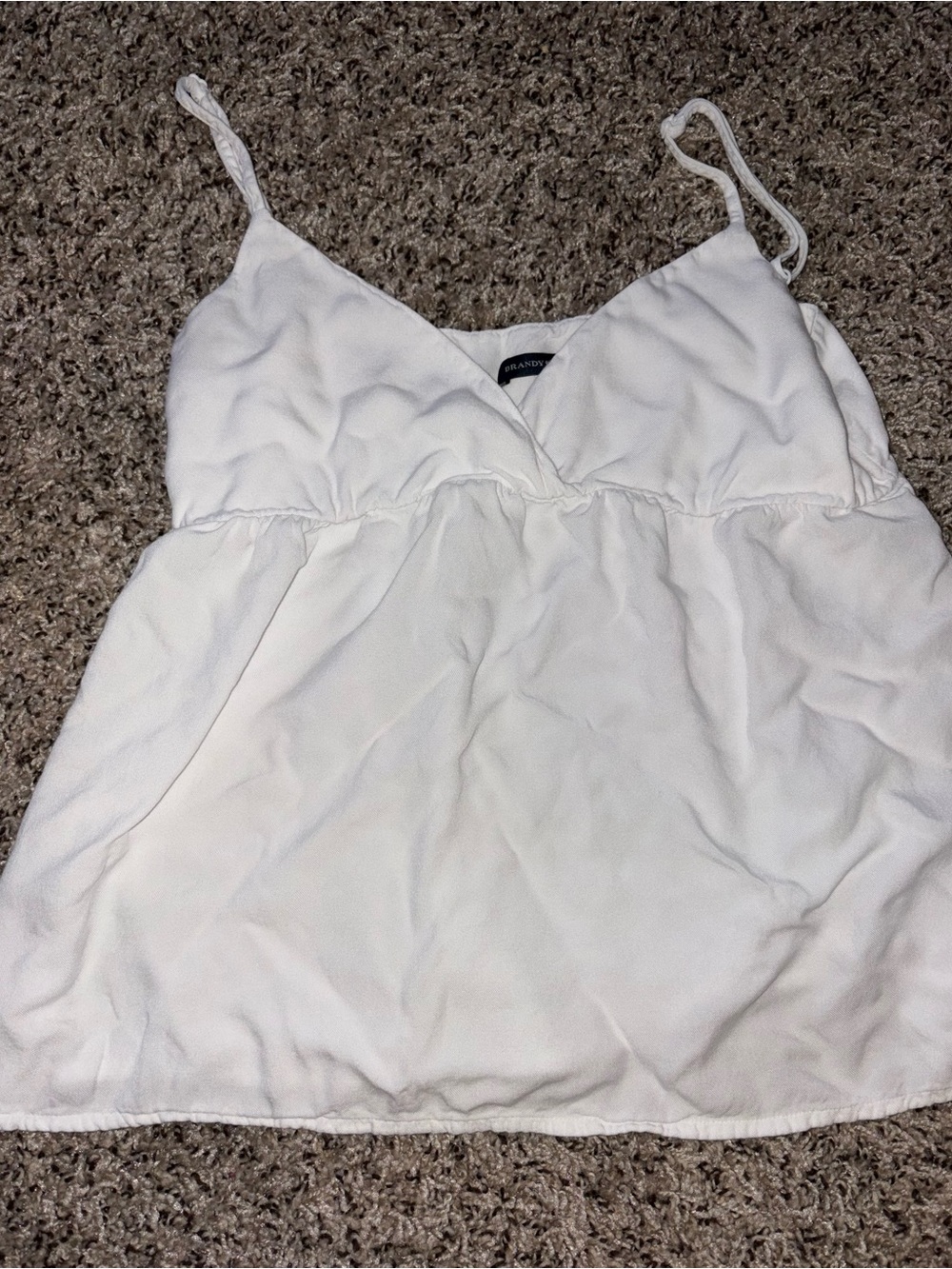 Brandy Melville White V-Neck Spaghetti Strap Tank